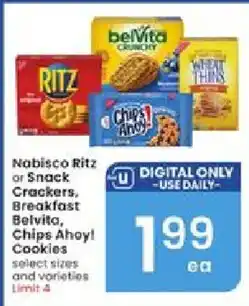 Albertsons Nabisco Ritz or Snack Crackers, Breakfast Belvita, Chips Ahoy! Cookies offer