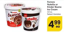 Albertsons Ferrero Nutella or Kinder Bueno Ice Cream offer
