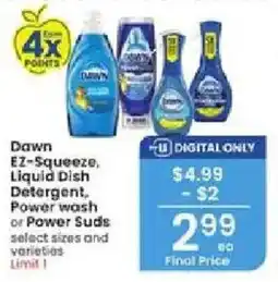 Albertsons Dawn EZ-Squeeze, Liquid Dish Detergent, Power Wash or Power Suds offer