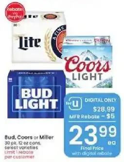 Albertsons Bud. Coors or Miller offer