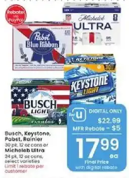 Albertsons Busch, Keystone, Pabst, Rainier or Michelob Ultra offer