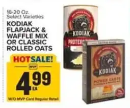 Food Lion Kodiak flapjack & waffle mix or classic rolled oats offer