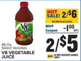 Food Lion V8 vegetable juice offer