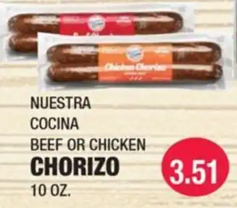 Nuestra cocina beef or chicken chorizo