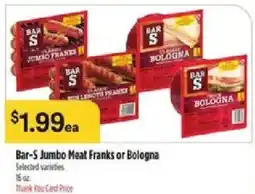 Bashas' Bar-S Jumbo Meat Franks or Bologna offer