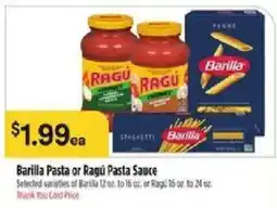 Bashas' Barilla Pasta or Ragú Pasta Sauce offer