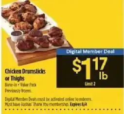 Bashas' Chicken Drumsticks or Thighs offer