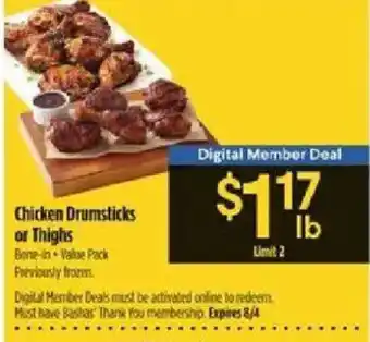 Bashas' Chicken Drumsticks or Thighs offer
