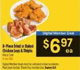 Bashas' 8-piece fried or baked chicken legs & thighs offer