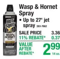 Menards Hot shot wasp & hornet killer offer