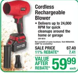 Menards Billete cordless rechargeable blower offer