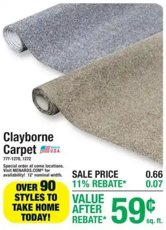 Menards Clayborne Carpet offer