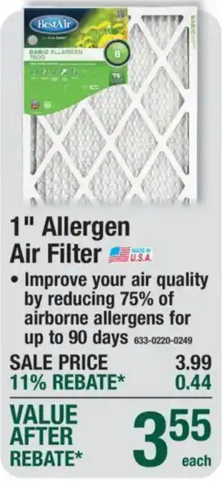 BestAir 1" Allergen Air Filter