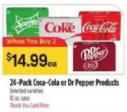 Bashas' 24-Pack Coca-Cola or Dr Pepper Products offer