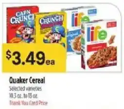 Bashas' Quaker Cereal offer
