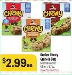 Bashas' Quaker chewy granola bars offer