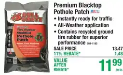 Menards Bullcrete premium tire rubber modified pothole patch offer