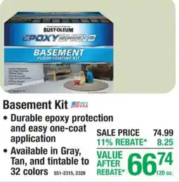 Menards Rust-Oleum epoxy shield basement floor coating kit offer