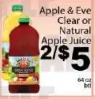 Fine Fare Apple & Eve clear or natural apple juice offer