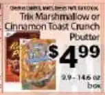 Fine Fare Trix Marshmallow or Cinnamon Toast Crunch Pbuster offer