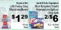 Fine Fare Special K Party Crisps or Rice Krispies Treats Homestyle offer
