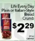 Fine Fare Life Every Day Plain or Italian-Style Bread Crumb offer