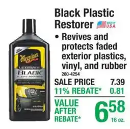 Menards Meguiar's ultimate black plastic restorer offer