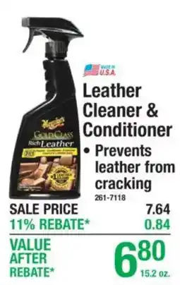 Menards Meguiar's gold class rich leather cleaner & conditioner offer