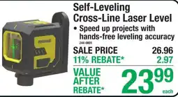 Menards Performax self-leveling cross-line laser level offer