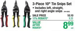 Menards 3-piece 10" tin snips set offer