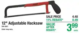 Menards 12" Adjustable Hacksaw offer
