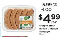 Kroger Simple Truth Italian Chicken Sausage offer