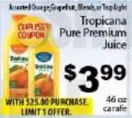 Fine Fare Tropicana pure premium juice offer