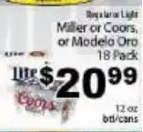 Fine Fare Miller or Coors, or Modelo Oro offer