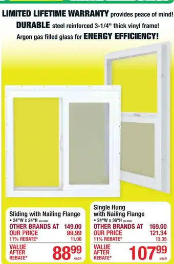 Menards Sliding with Nailing Flange offer
