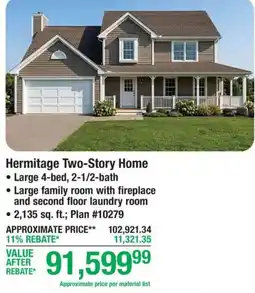 Menards Hermitage Two-Story Home offer