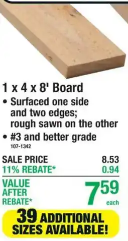 Menards 1 x 4 x 8' Board offer