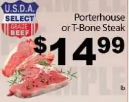 Fine Fare U.S.D.A. Select Grade Beef Porterhouse or T-Bone Steak offer