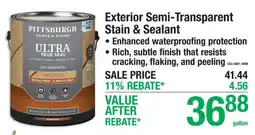 Menards Pittsburgh exterior semi-transparent stain & sealant offer