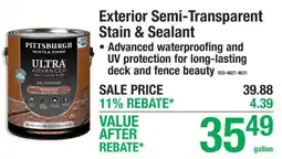 Menards Pittsburgh exterior semi-transparent stain & sealant offer