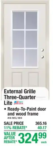 Menards External Grille Three-Quarter Lite offer