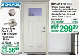 Menards Schlage accent entry door lock with deadbolt offer