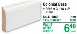 Menards Colonial Base offer