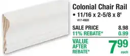 Menards Colonial Chair Rail offer