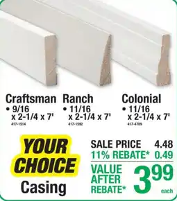 Menards Your choice casing offer