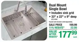 Menards Dual Mount Single Bowl offer
