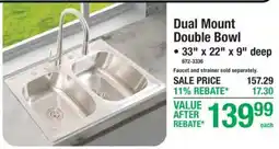 Menards Dual Mount Double Bowl offer