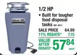 Menards Criterion 420 food disposal offer
