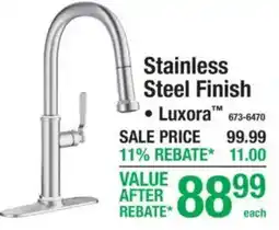 Menards Luxora stainless steel finish offer