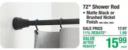 Menards 72" Shower Rod offer